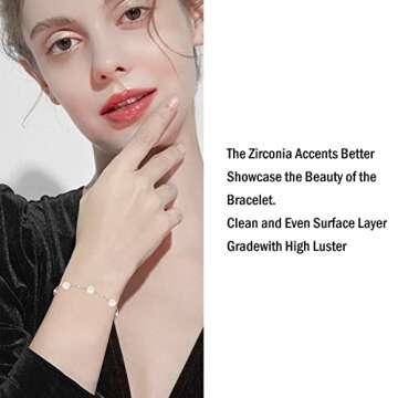 AENEAS Dainty Pearl Bracelet S925 Sterling Silver Cultured Pearl Bracelet Pearl Bracelets for Women Pearl Jewelry Gifts for Women