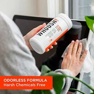 WHOOSH! Electronic Wipes for All Screens and Tech Devices, 90 Count - Computer, Laptop and TV Screen Cleaner Wipes - Best for Car Screen, MacBook, Smart Phone, Eyeglass - Microsuede Cloth Included