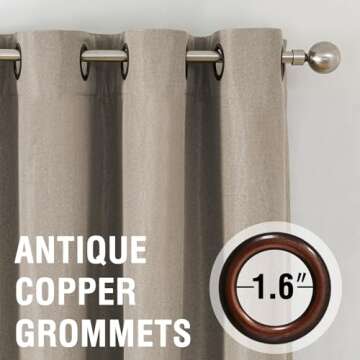 H.VERSAILTEX Blackout Linen Curtains 84 inch Length 2 Panels Thick Light Blocking Curtain Thermal In...