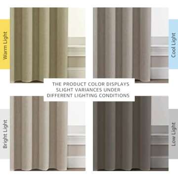 H.VERSAILTEX Blackout Linen Curtains 84 inch Length 2 Panels Thick Light Blocking Curtain Thermal Insulated Window Drapes for Bedroom Rustic Farmhouse Curtains for Living Room - Heather Light Taupe