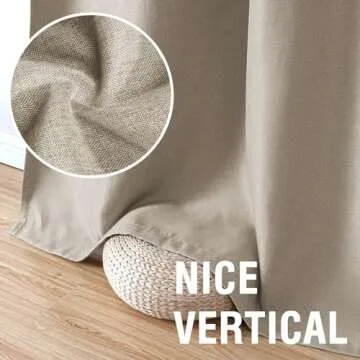 H.VERSAILTEX Blackout Linen Curtains 84 inch Length 2 Panels Thick Light Blocking Curtain Thermal Insulated Window Drapes for Bedroom Rustic Farmhouse Curtains for Living Room - Heather Light Taupe