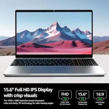 ApoloSign 15.6" Full HD Laptop, 12GB RAM, 512GB SSD, Expandable to 1TB, Intel N5095 Processor, Dual-...