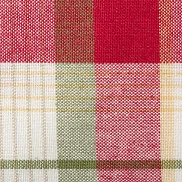 DII Orchard Plaid Collection Linen Tabletop Essentials, Napkin Set, 20x20, Taupe/Red, 6 Piece