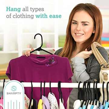 Sharpty Plastic Hangers, 20-Pack, Slim, Space Saving, Heavy Duty, Notched, Durable, Smooth, Fabric-F...
