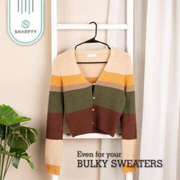 Sharpty Plastic Hangers, 20-Pack, Slim, Space Saving, Heavy Duty, Notched, Durable, Smooth, Fabric-Friendly, Ideal for Clothing, Coats, Shirts, Ties, Belts, Accessories - Black