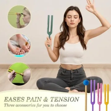 Hugbow 10 PCS Unweighted Tuning Fork for Healing Set - Multi-Color Chakra Tuning Forks