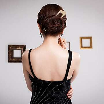 Lurrose 2pcs Hair Fork Retro Metal U Shaped Hair Stick Gold Stylish Hair Chignon Pins for Women (White and Colorful)