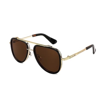 FEISEDY Sunglasses Men Aviator, 70s Vintage Classic Square Frame, UV400 Sun Glasses Driving Fishing ...