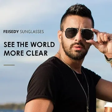 FEISEDY Aviator Sunglasses for Men UV400 Vintage Style
