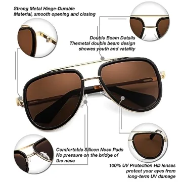FEISEDY Aviator Sunglasses for Men UV400 Vintage Style