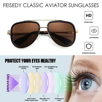 FEISEDY Aviator Sunglasses for Men UV400 Vintage Style