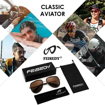 FEISEDY Aviator Sunglasses for Men UV400 Vintage Style