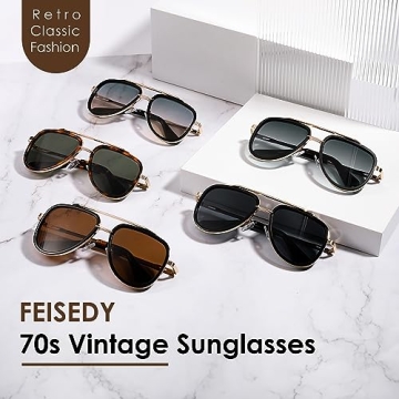 FEISEDY Aviator Sunglasses for Men UV400 Vintage Style