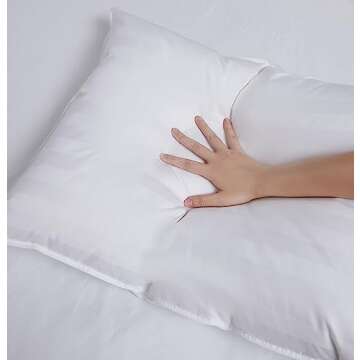 DOWNLITE Down Extra Thin, Flat & Soft Pillow for Stomach Sleepers (Hypoallergenic) (Standard/Queen)