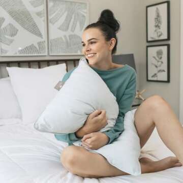 DOWNLITE Down Extra Thin, Flat & Soft Pillow for Stomach Sleepers (Hypoallergenic) (Standard/Queen)