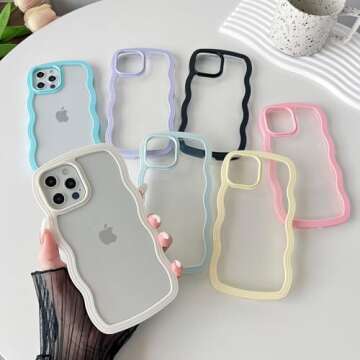 Caseative Cute Curly Wave Frame Shape Shockproof Soft Compatible with iPhone Case (Pink,iPhone 12 Pro Max)