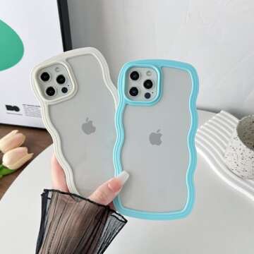 Caseative Cute Curly Wave Frame Shape Shockproof Soft Compatible with iPhone Case (Pink,iPhone 12 Pro Max)