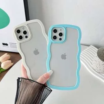 Caseative Cute Curly Wave Frame Shape Shockproof Soft Compatible with iPhone Case (Pink,iPhone 12 Pro Max)