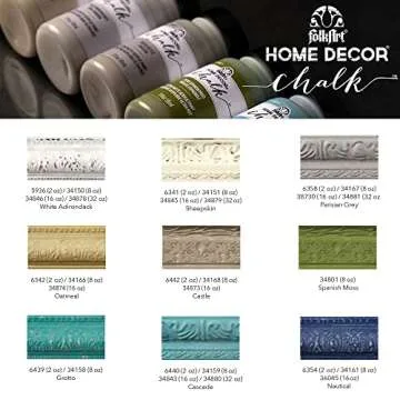 FolkArt Home Decor Ultra Matte Chalk Finish Acrylic Craft Paint Set Formulated for No-Prep Application Designed for Beginners and Artists, 2 oz Bottles, Top Colors