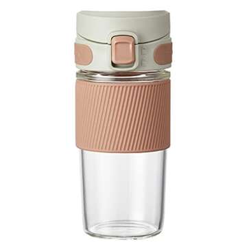 Durable & Stylish TKK Glass Travel Coffee Mug - 16 oz with Lid