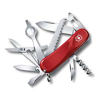 Victorinox Evolution 23 Swiss Army Knife, 17 Function Swiss Made Pocket Knife with Large Blade, Screwdriver, Magnifying Glass and Corkscrew – Red