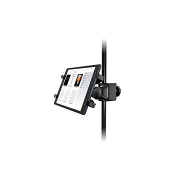 IK Multimedia iKlip Xpand Tablet Holder for mic Stands, fits iPad and Android Tablets Between 7" to 12.9" with an Adjustable 360° Swivel and Soft-Touch fit