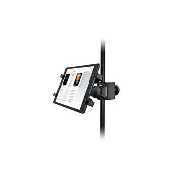 IK Multimedia iKlip Xpand Tablet Holder for mic Stands, fits iPad and Android Tablets Between 7" to 12.9" with an Adjustable 360° Swivel and Soft-Touch fit