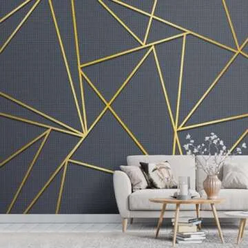 Muravie Geometric Gold Line Wall Decal - Peel and Stick Removable Line Wall Sticker for Living Room Decor - Elegant Gold Wall Art