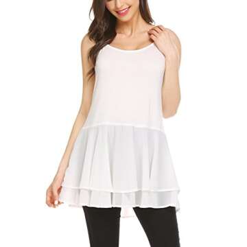 Grabsa Women's Chiffon Extender Tank - Elegant White Top