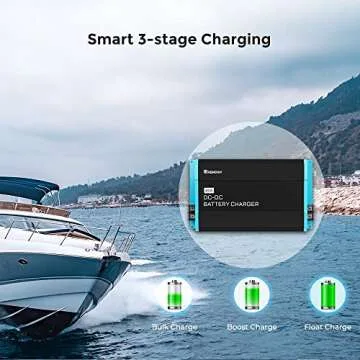 Renogy 12V 60A DC to DC On-Board Battery Charger for Flooded, Gel, AGM, and Lithium, Using Multi-Stage Charging in RVs, Commercial Vehicles, Boats, Yachts, 60A