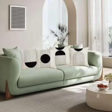 IcosaMro Black and White Throw Pillow Covers Set of 4 - Boho Mid Century Modern Decor