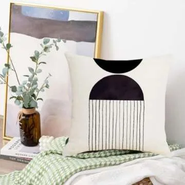 IcosaMro Decorative Pillow Covers Set of 4 Cotton Linen Modern Design