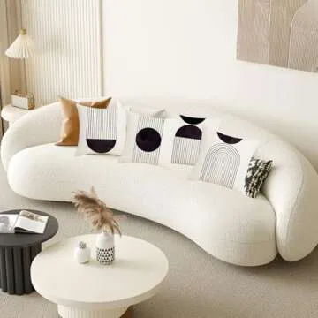 IcosaMro Decorative Pillow Covers Set of 4 Cotton Linen Modern Design