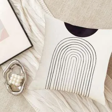 IcosaMro Decorative Pillow Covers Set of 4 Cotton Linen Modern Design