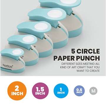 BearBoss 5 Circle Punch Set for Scrapbooking & Card Making