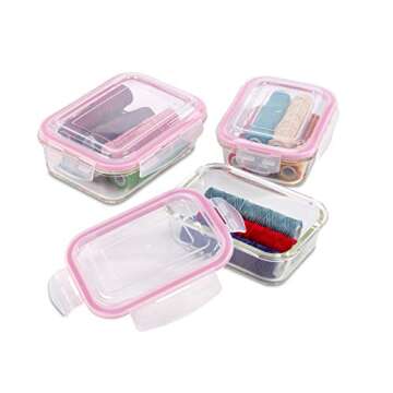 1790 Glass Food Storage Containers with Lids, Glass Meal Prep Containers, Airtight Glass Lunch Boxes, BPA-Free & Approved & Leak Proof (18 Piece (9PK) Pink)