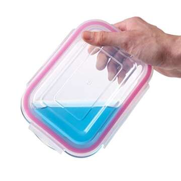 1790 Glass Food Storage Containers with Lids, Glass Meal Prep Containers, Airtight Glass Lunch Boxes, BPA-Free & Approved & Leak Proof (18 Piece (9PK) Pink)