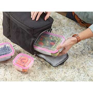 1790 Glass Food Storage Containers with Lids, Glass Meal Prep Containers, Airtight Glass Lunch Boxes, BPA-Free & Approved & Leak Proof (18 Piece (9PK) Pink)