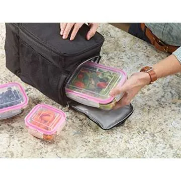 1790 Glass Food Storage Containers with Lids, Glass Meal Prep Containers, Airtight Glass Lunch Boxes, BPA-Free & Approved & Leak Proof (18 Piece (9PK) Pink)