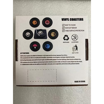 Valdivia Funny Retro Vinyl Record Coasters with Player, 6 Pcs Music Coasters for Drinks, Bars, Party, Birthday Gifts for Music Lovers, Home Decor Housewarming and White Elephant Gifts Ideas