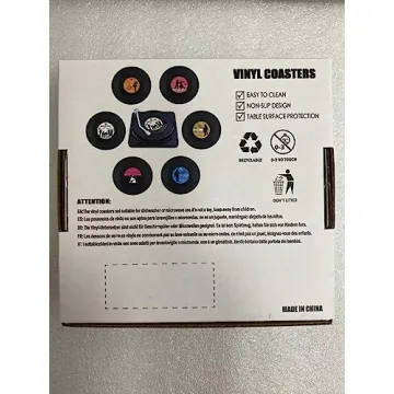 Valdivia Funny Retro Vinyl Record Coasters with Player, 6 Pcs Music Coasters for Drinks, Bars, Party, Birthday Gifts for Music Lovers, Home Decor Housewarming and White Elephant Gifts Ideas