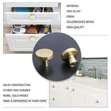 goldenwarm 25pcs Gold Cabinet Knobs for Dresser Drawers Kitchen Hardware Handles Brushed Brass Modern Round Knob,Zinc Alloy