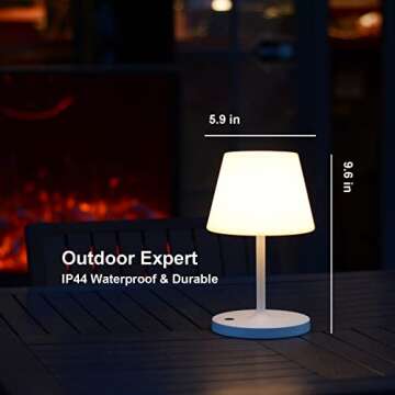LOTITOL Outdoor Table Lamp/Cordless USB Rechargeable 4000mAh / 2700K LED/Touch Dimmable/Portable Bat...