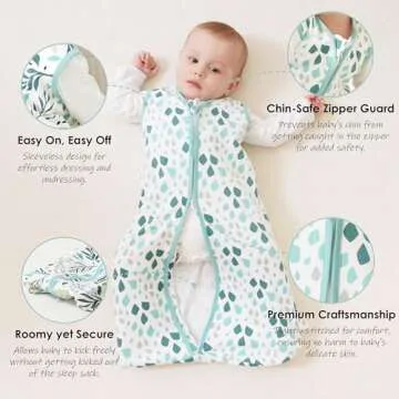 Cute Castle Baby Sleep Sack 12-18 Months - Lightweight 100% Cotton 2-Way Zipper TOG 0.5 Infant Wearable Blanket, Newborn Essentials Toddler Sleep Clothes (3 Pack Green)