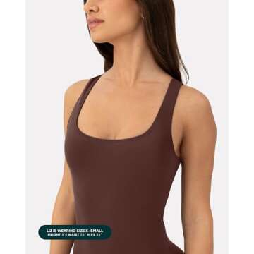 PAVOI Women’s Square Neck Workout Bodysuit for All Activities