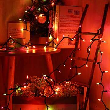 ⭐️Halloween String Lights - 24ft 100 Incandescent Orange&Purple&Green Mini Bulbs Lights, Halloween Lighting Decor for Outdoor&Indoor Use, Fairy Garden, Yard, Home, Party, Holiday, Halloween Decoration