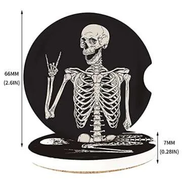 Absorbent Car Coasters Set of 4, 2.56“ Ceramic Auto Car Cup Holder Coasters with Cork Back and Finger Notch for Easy Remove, Stylish Car Accessories to Keep Your Car Clean and Dry (Black Side 4pcs)