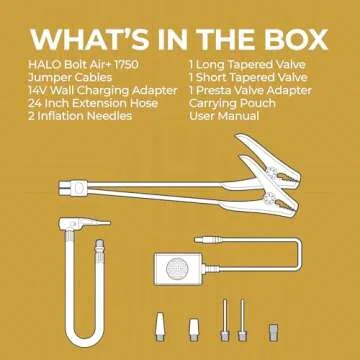 Halo Bolt Air+ 1750 Portable Vehicle Jump Starter with Air Compressor, Power Bank, Floodlight with Digital Display Charges Multiple Devices, Black