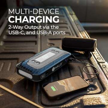 Halo Bolt Air+ 1750 Portable Vehicle Jump Starter with Air Compressor, Power Bank, Floodlight with Digital Display Charges Multiple Devices, Black