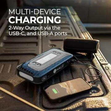 Halo Bolt Air+ 1750 Portable Vehicle Jump Starter with Air Compressor, Power Bank, Floodlight with Digital Display Charges Multiple Devices, Black